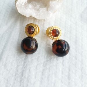 New Gold Julie Vos Madison Tortoiseshell Earrings